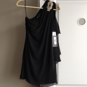 Black chiffon cocktail dress - never worn